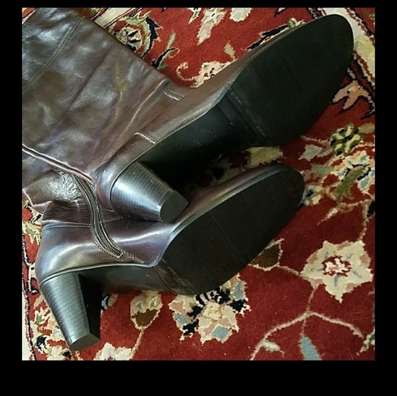 Eddie Bauer made in Italy 9.5 Calf high Boot Heel Zipper pretty Brown Leather - Picture 3 of 14